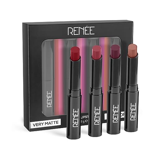 RENEE Very Matte - Pack of 4 Matte Lipsticks | Intense Color Pay Off, Full Coverage Long Lasting Weightless Velvety Formula - Beauty from RENEE - Shop in Sri Lanka at Arcade.lk