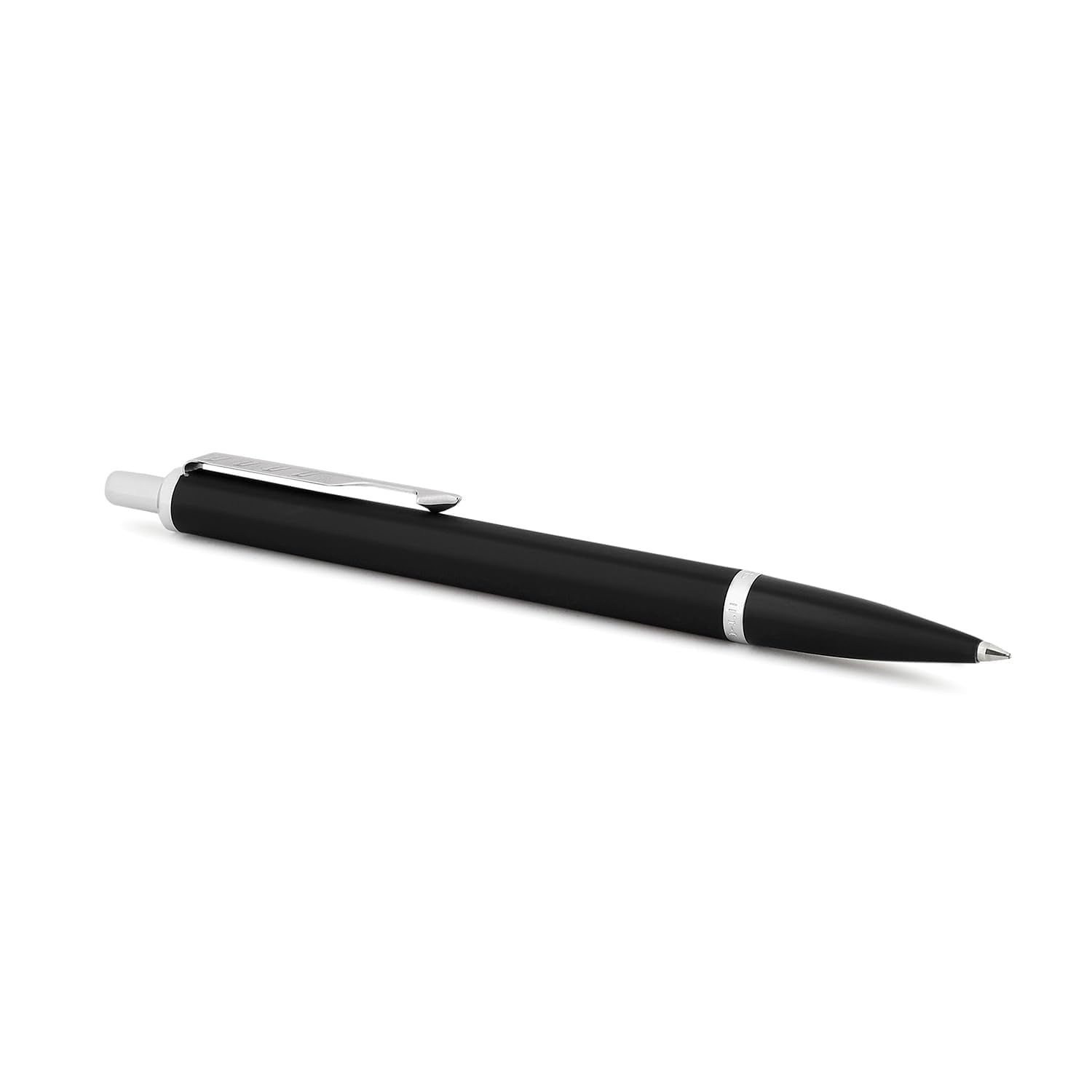 Parker Latitude Matte Black Chrome Trim Ball Pen | Blue Ink | Black Body Color | Sleek and streamlined design with a refined finish