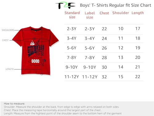 T2F Boy's Solid Regular Fit T-Shirt (10_Multicolor 2 | 11-12 Years)