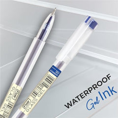FLAIR Glass Gel Pen Wallet Pack | Tip Size 0.6 mm | Water Proof Ink For Smooth Flow System | Low-Viscosity Ink For Smudge Free Writing | Blue ink, Pack of 10