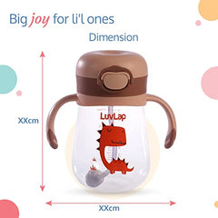 LuvLap Baby Bite Resistant Soft Silicone Straw Sipper Cup with Handle, with Weighted Straw, Sippy Cup with Anti Spill Lock, BPA Free, 6m+, 300 ml, Brown - Baby Product from LuvLap - Shop in Sri Lanka at Arcade.lk