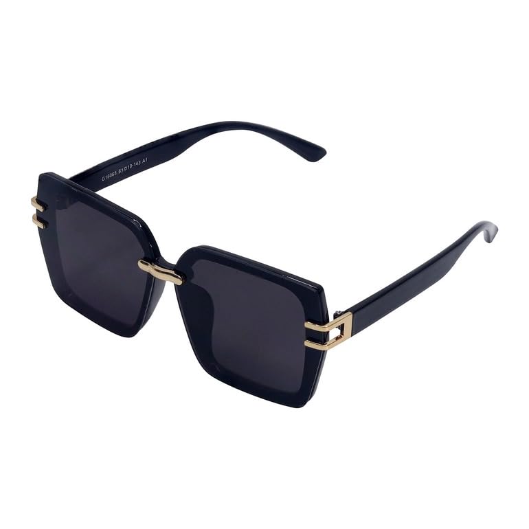 HASHTAG EYEWEAR Latest & Stylish Sunglasses for Women | Fashionable & Lightweight Eyewear, 100% UV Protected Sunglass with Maximum Clarity (Rectangular/Black)
