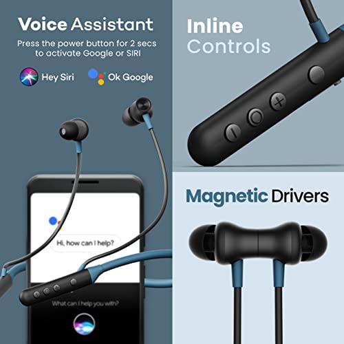 Boult Audio YCharge Wireless in Ear Bluetooth Earphones with 12H Playtime, Type-C Fast Charging, Pro+ Calling Mic, 12mm Bass Drivers, IPX5 Neckband (Blue) - Electronics from Boult - Shop in Sri Lanka at Arcade.lk