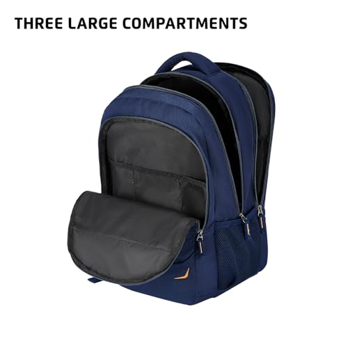 Safari Omega Pro 35L Laptop Backpack With Raincover, 3 Compartments, Bottle Holder, Organizer, School Bag For Boys And Girls, College Bag For Unisex, Office Bag, Travel Bag, Color- Blue