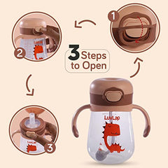 LuvLap Baby Bite Resistant Soft Silicone Straw Sipper Cup with Handle, with Weighted Straw, Sippy Cup with Anti Spill Lock, BPA Free, 6m+, 300 ml, Brown - Baby Product from LuvLap - Shop in Sri Lanka at Arcade.lk