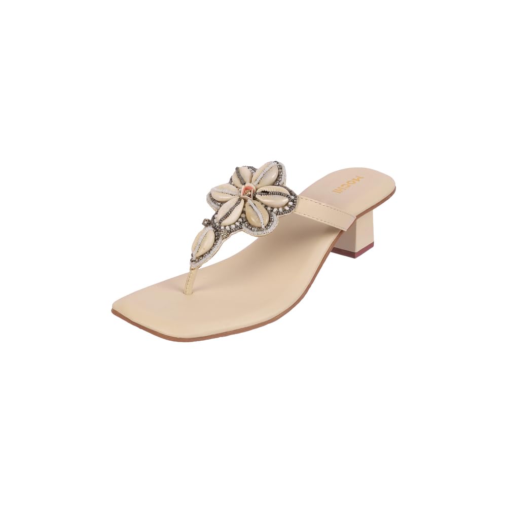 Mochi Women Synthetic Floral-Embellished Block Heel Sandal