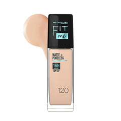 Maybelline New York Liquid Foundation,Medium Oily Matte Finish, With SPF, Absorbs Oil, Fit Me Matte + Poreless, 120 Classic Ivory, 30ml