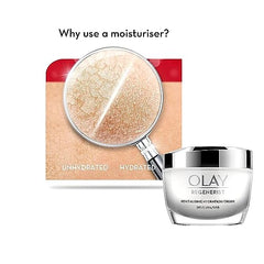 Olay Regenerist Revilatising Hydration Cream with SPF 15 | Hydrated, Plump, Bouncy Skin | With Hyaluronic Acid, Niacinamide and Peptides | Normal, Oily, Dry, Combination Skin | 50g - Beauty from Olay - Shop in Sri Lanka at Arcade.lk