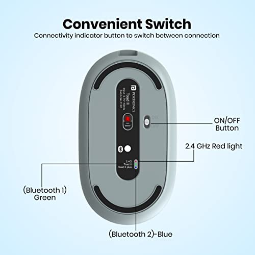 Portronics Toad II Bluetooth Mouse, with Bluetooth 5.0 & 2.4 Ghz Dual Wireless Connectivity, Rechargeable, Adjustable DPI up to 1600 - Mice from Portronics - Shop in Sri Lanka at Arcade.lk