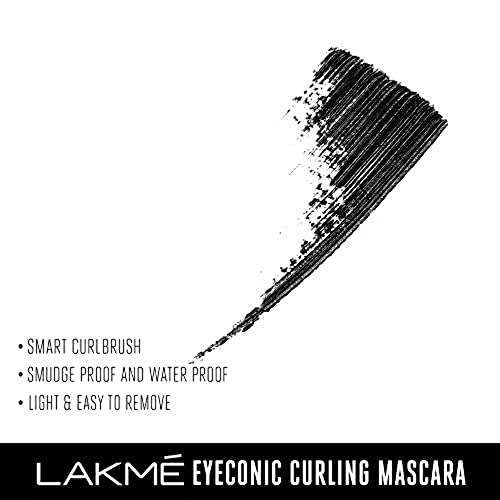 Lakme Eyeconic Curling Mascara, Black, Waterproof Mascara with Smart Curl Brush for Voluminous Lashes - Smudge Proof Eye Makeup, 9 ml - Beauty from LAKMÉ - Shop in Sri Lanka at Arcade.lk