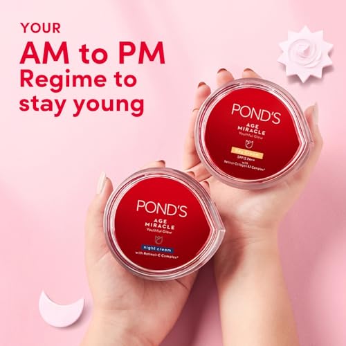 Pond's Age Miracle Youthful Glow Day Cream with SPF 15 PA++, Anti-Ageing Cream, With 10% Retinol-Collagen B3 Complex, Reduce Fine Lines & Combat Sagging Skin, 50g - Beauty from POND'S - Shop in Sri Lanka at Arcade.lk