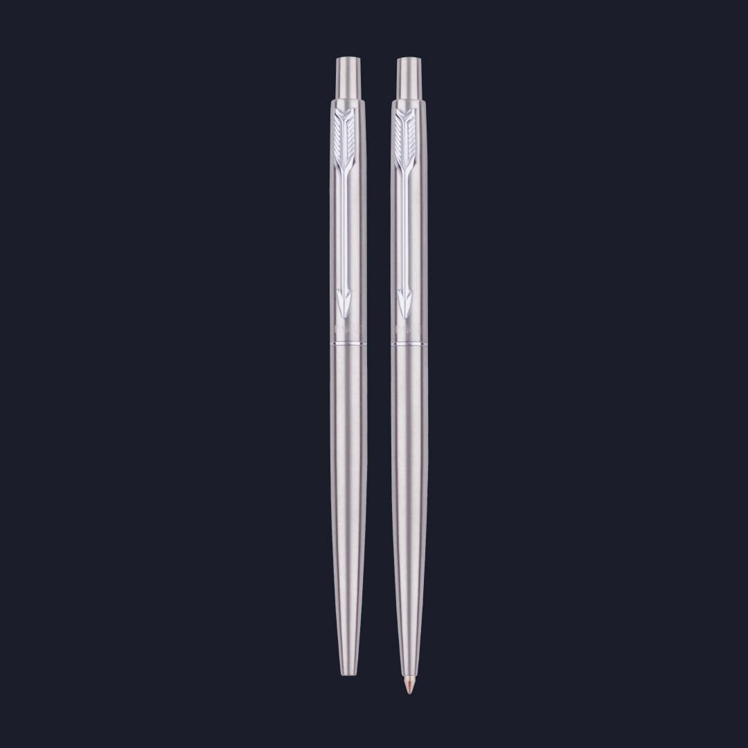 Parker Classic Stainless Steel Chrome Trim Ball Pen | Ink Color - Blue - Office Product from Parker - Shop in Sri Lanka at Arcade.lk