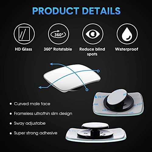 Detachi 3R Car Wide Angle Blind Spot Rear Mirror Rectangle Convex 360 Degree (2 Pcs) for Car - Automotive Parts and Accessories from DETACHI - Shop in Sri Lanka at Arcade.lk