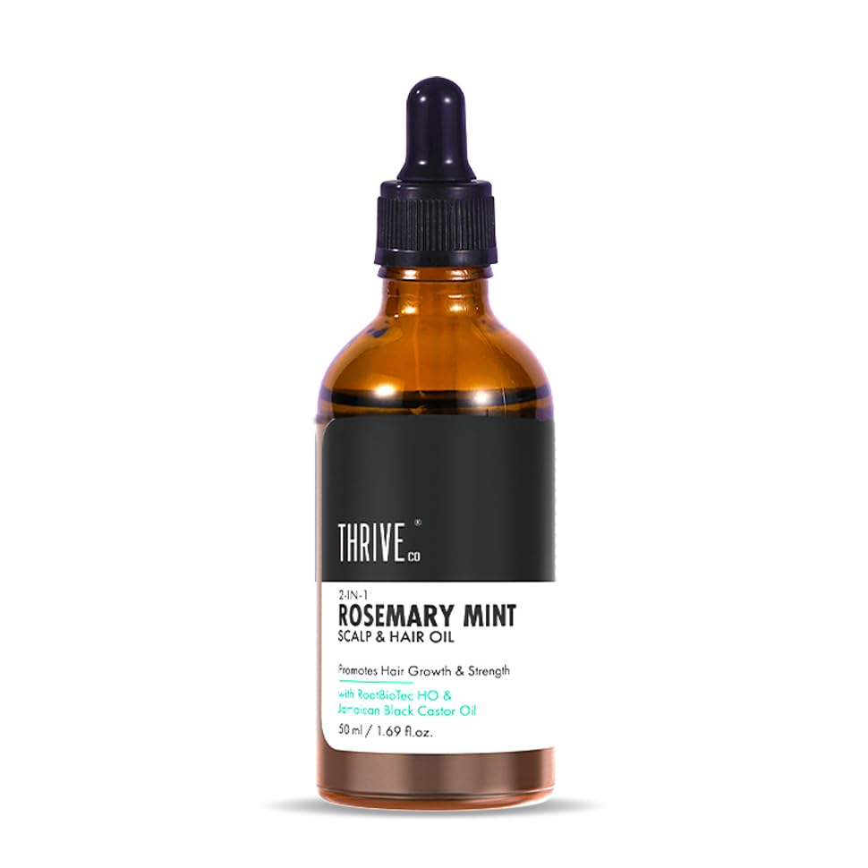 ThriveCo Rosemary Mint Hair Oil | For Hair Growth, Hair fall and Dandruff Control | Smoothens Dry Scalp & Split Ends | Suitable for both Men and Women |50ml