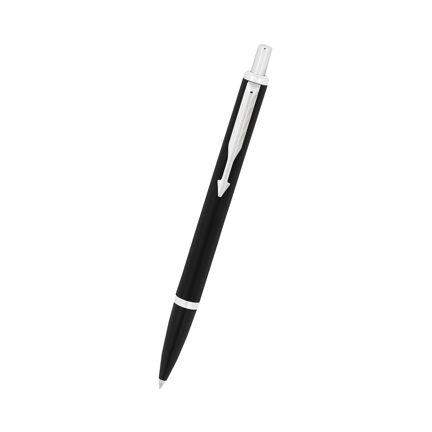 Parker Latitude Matte Black Chrome Trim Ball Pen | Blue Ink | Black Body Color | Sleek and streamlined design with a refined finish