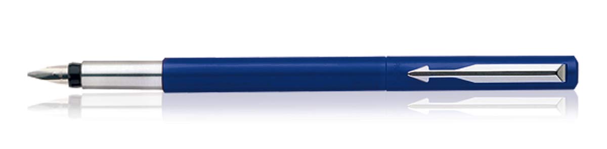 Parker Vector Standard Chrome Trim Calligraphy Fountain Pen | 7-Piece Set containts 2 Nibs, 2 Blue & 2 Black Ink Cartridges | Ideal for Creative Writing & Fine Detailing | Glammy.lk