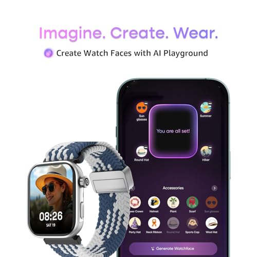 Noise Pro 6 Smart Watch:Intelligent AI, Endless AI Watch Faces, AI Companion, 1.85" AMOLED, EN2 Processor, Nebula UI 2.0, Emergency SOS, Compatible with iOS & Android(Champange Link), Brown