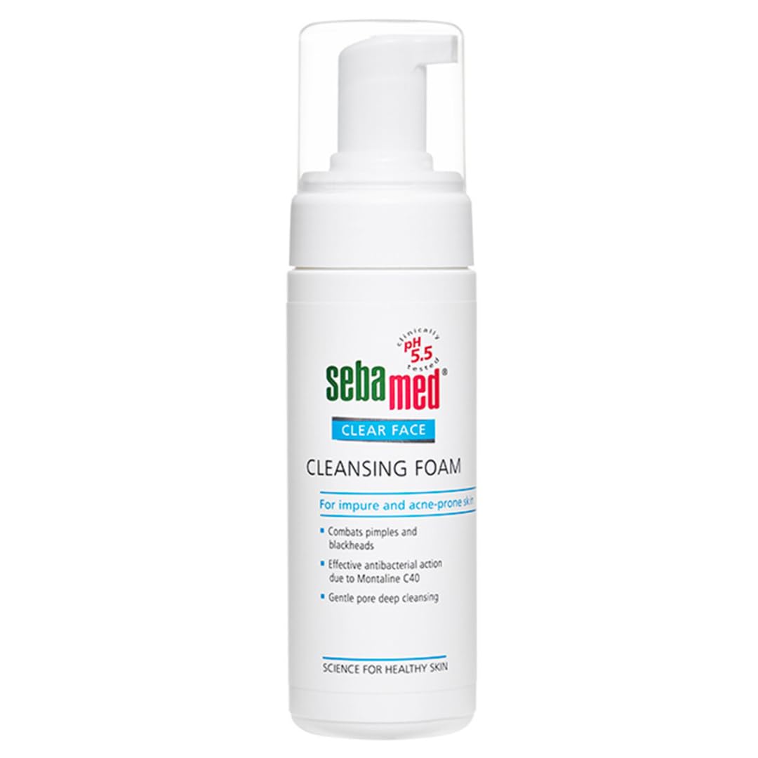 Sebamed Clear Face Cleansing Foam for Acne prone Skin 150 ml I pH 5.5 I Gentle, Effective hydrating cleanser for pimples | Face wash |men & womenl Oil Free l Clinically proven l Toxin free