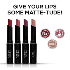 RENEE Very Matte - Pack of 4 Matte Lipsticks | Intense Color Pay Off, Full Coverage Long Lasting Weightless Velvety Formula - Beauty from RENEE - Shop in Sri Lanka at Arcade.lk