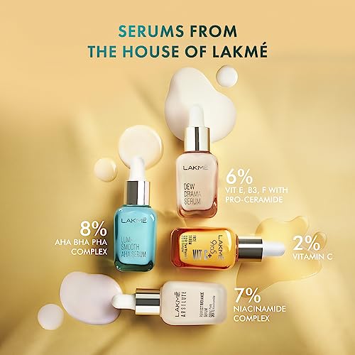 LAKMÉ 8% Aha-Bha-Pha+ Complex Lumi Smooth Serum For Luminous Skin & Improved, Smooth Skin Texture, 30Ml