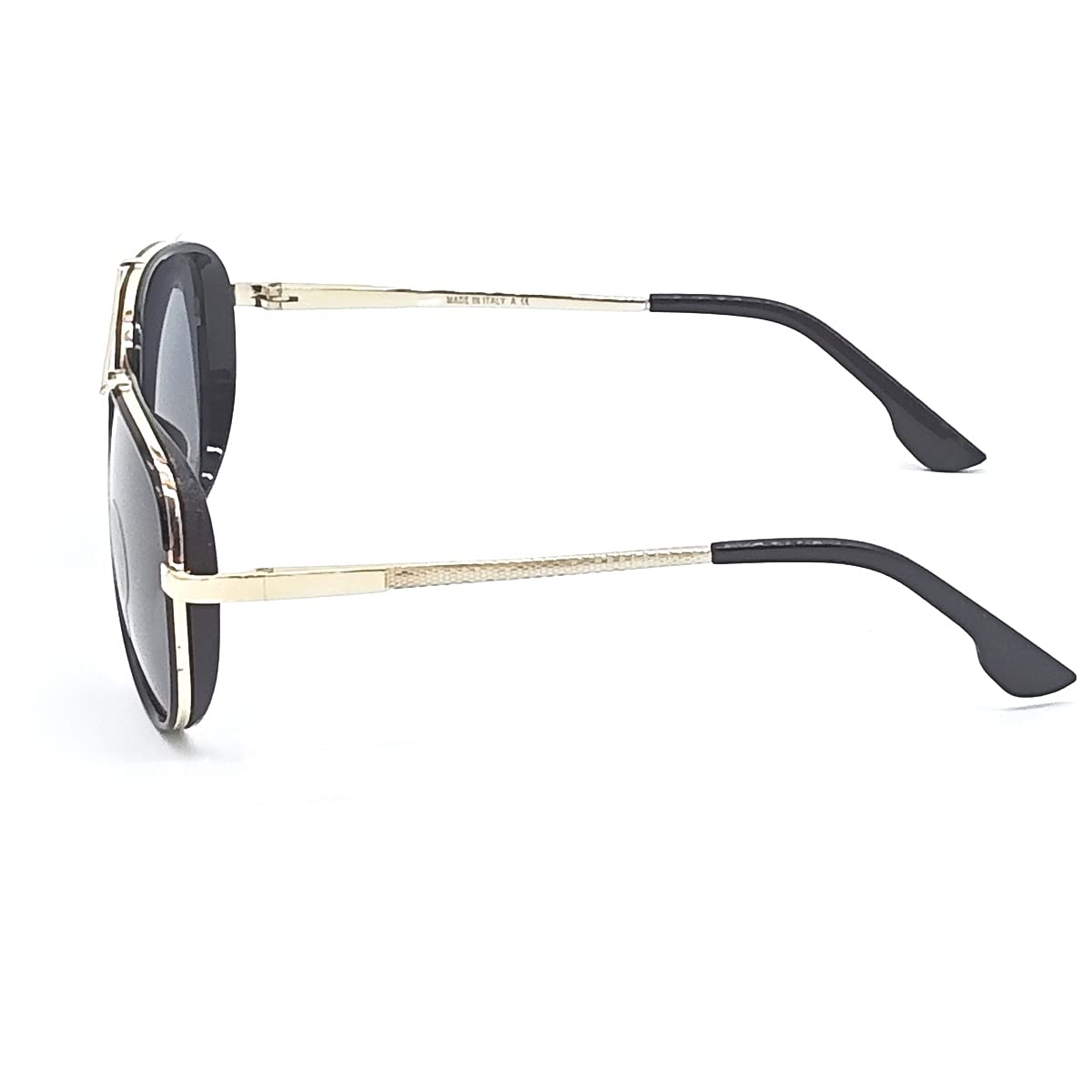 Louis Kouros Cherokee Aviator Classic 4414 sunglasses | Gold Frame | Black Lens | Mirror Lens | 400 UV Protected | For Men & Women | Medium