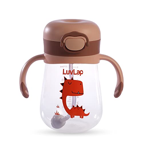 LuvLap Baby Bite Resistant Soft Silicone Straw Sipper Cup with Handle, with Weighted Straw, Sippy Cup with Anti Spill Lock, BPA Free, 6m+, 300 ml, Brown - Baby Product from LuvLap - Shop in Sri Lanka at Arcade.lk