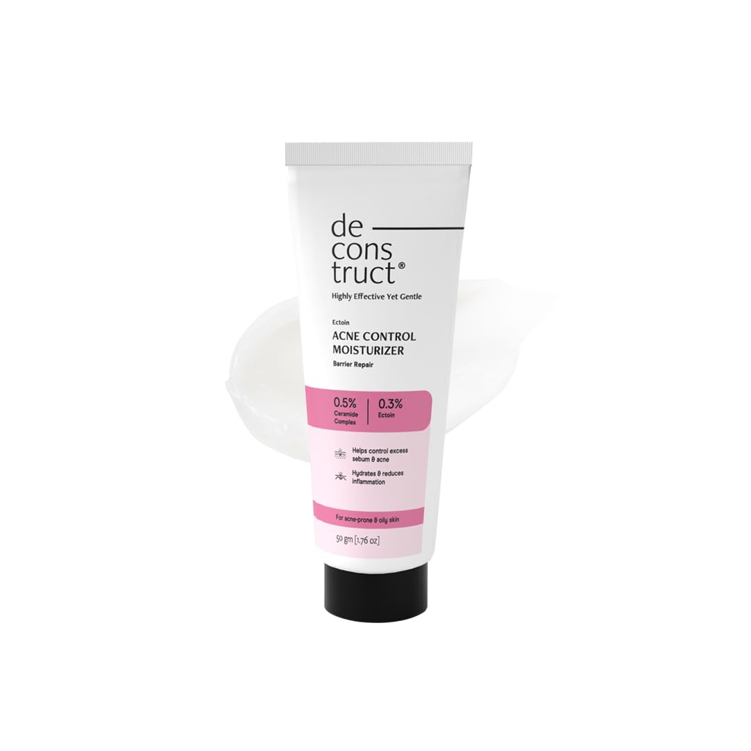 Deconstruct Acne Control Moisturiser For Face with Ectoin & Ceramides for Acne Prone & Oily Skin | Lightweight & Non-Sticky | Soothing & Barrier Repair | Non-Comedogenic | For Men & Women | 50g