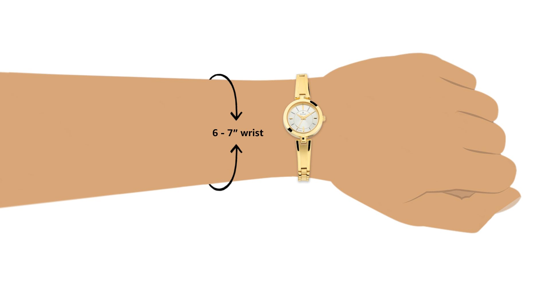Titan Quartz Analog White Dial Gold Metal Strap Watch For Women - NN2598YM02