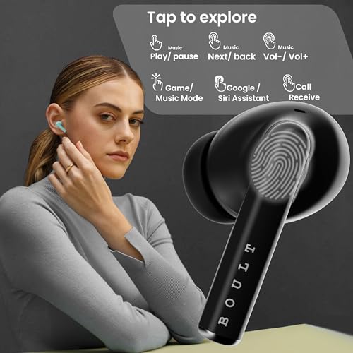 Boult Audio W20 Truly Wireless in Ear Earbuds, 35H Playtime, Zen™ ENC Mic, 45ms Low Latency, 13mm Bass Drivers, Type-C Fast Charging, Touch Controls, IPX5 ear buds TWS (Space Black) - Electronics from Boult - Shop in Sri Lanka at Arcade.lk