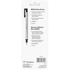 Tombow 57316 Mono Zero Eraser Value Pack, Round 2.3 mm. Precision Tip Eraser with Refills, White