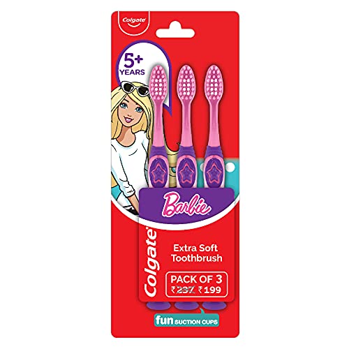 Colgate Kids Barbie Toothbrush, Extra Soft with Tongue Cleaner, Kids Toothbrush Ideal for 5+ years Kids (Combo Pack Offer of 3) - Drugstore from Colgate - Shop in Sri Lanka at Arcade.lk