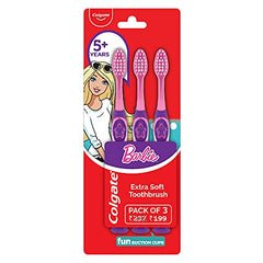 Colgate Kids Barbie Toothbrush, Extra Soft with Tongue Cleaner, Kids Toothbrush Ideal for 5+ years Kids (Combo Pack Offer of 3) - Drugstore from Colgate - Shop in Sri Lanka at Arcade.lk