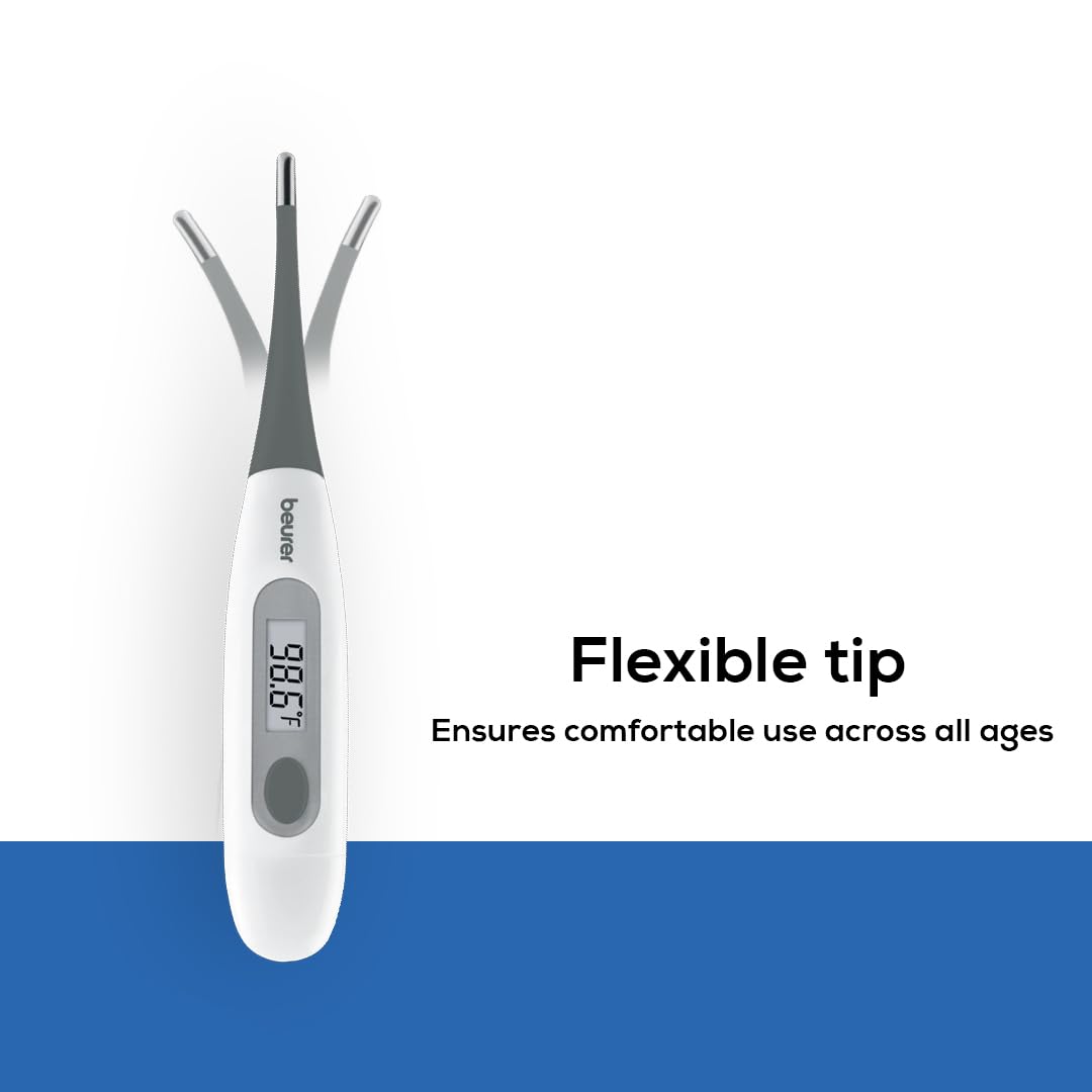 Beurer German Engineering FT 12 Digital Flexi Thermometer for Fever Measurement | Fast & Accurate measurement in °C & °F | 100% Waterproof Design | For Oral, Underarm & Rectal Use