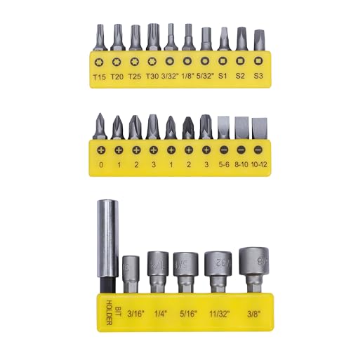 STANLEY 68-071-23 26-Piece Insert-Bit Chrome-Vanadium Screwdriver Set for Home, DIY, Professional & Industrial Use Ideal for Carpentry, Mechanical, Electrical & Plumbing Tasks, YELLOW & BLACK