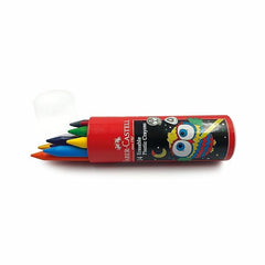 Faber-Castell Erasable Plastic Crayons Tin – Pack of 12 + 2 Metallic Shades | Smooth, Break-Resistant Colour Crayons | Non-Toxic & Child-Safe Crayons for Kids