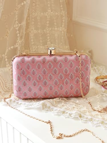 THE TAN CLAN Classic Pink Box Clutch Purse Luxury HandBags for Women Bag for Women | Elegant Evening Handbag, Stylish Purse with Magnetic Closure | Glammy.lk