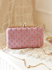 THE TAN CLAN Classic Pink Box Clutch Purse Luxury HandBags for Women Bag for Women | Elegant Evening Handbag, Stylish Purse with Magnetic Closure | Glammy.lk