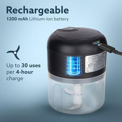 AGARO Elite Rechargeable Mini Electric Chopper, Food Grade Bowl, Stainless Steel Blades, One Touch Operation, for Mincing Garlic, Ginger, Onion, Vegetable, Meat, Nuts, 250 Ml, Black