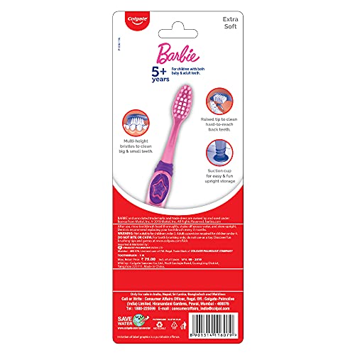 Colgate Kids Barbie Toothbrush, Extra Soft with Tongue Cleaner, Kids Toothbrush Ideal for 5+ years Kids (Combo Pack Offer of 3) - Drugstore from Colgate - Shop in Sri Lanka at Arcade.lk