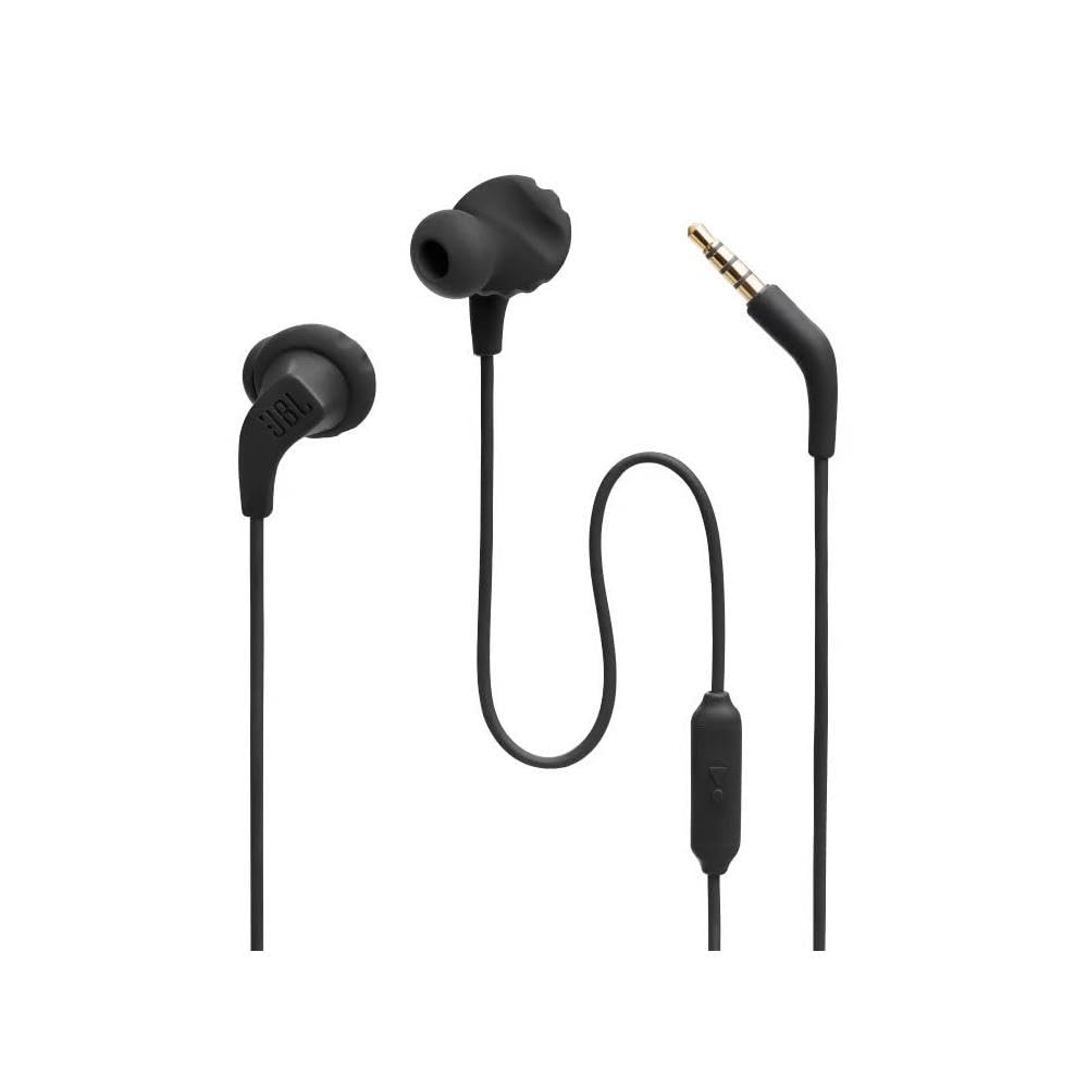 JBL Endurance Run 2, Sports in Ear Wired Earphones with Mic, Pure Bass, Sweatproof, Flexsoft eartips, Magnetic Earbuds, Fliphook & TwistLock Technology with Voice Assistant (Black)