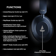 boAt Rockerz 650 Pro (2025 Launch),Touch/Swipe Controls,Dolby Audio,80Hrs Battery,2Mics Enx,Fast Charge,App Support,Dual Pair,Bluetooth Over Ear Headphones,Wireless Headphone with Mic (Starry Night)