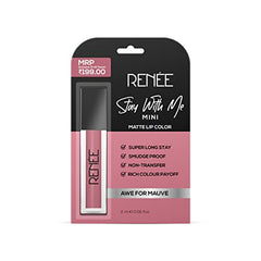 RENEE Stay With Me Mini Matte Lip Color, Long Lasting, Non Transfer, Water & Smudge Proof, Light Weight Liquid Lipstick, Awe for Mauve 2ml - Beauty from RENEE - Shop in Sri Lanka at Arcade.lk