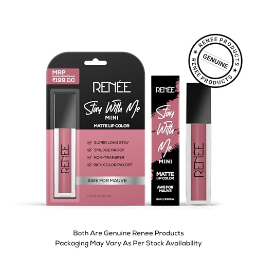 RENEE Stay With Me Mini Matte Lip Color, Long Lasting, Non Transfer, Water & Smudge Proof, Light Weight Liquid Lipstick, Awe for Mauve 2ml - Beauty from RENEE - Shop in Sri Lanka at Arcade.lk