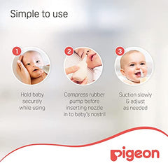 Pigeon Nose cleaner Aspirador Nasal,For 0+ Month Babies,BPA Free,Soft Silicone Nozzle,Squeezable Pump,Soft Safety Nozzle, White and Cream - Baby Product from Pigeon - Shop in Sri Lanka at Arcade.lk