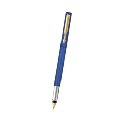 Parker Vector Standard Gold Trim Fountain Pen| Metallic Blue Body Colour| Ink Colour – Blue