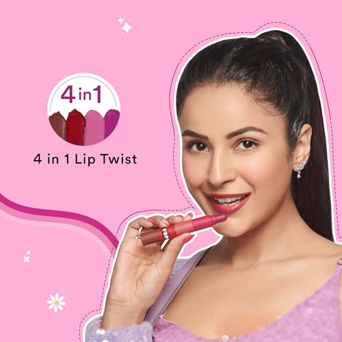 SUGAR POP 4 in 1 Lip Twist - 01 Classic | Multi-use Stackable Lipsticks for Women | Satin Matte Hydrating Formula | 6.4g