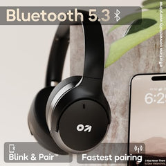 Boult GOBOULT (Formerly Made in India Q Over Ear Bluetooth Headphones with 70H Playtime, 40mm Bass Drivers, Zen™ ENC Mic, Type-C Fast Charging, 4 EQ Modes, IPX5 Headphones Wireless with mic (Black)
