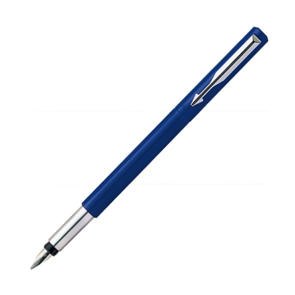 Parker Vector Standard Chrome Trim Calligraphy Fountain Pen | 7-Piece Set containts 2 Nibs, 2 Blue & 2 Black Ink Cartridges | Ideal for Creative Writing & Fine Detailing | Glammy.lk