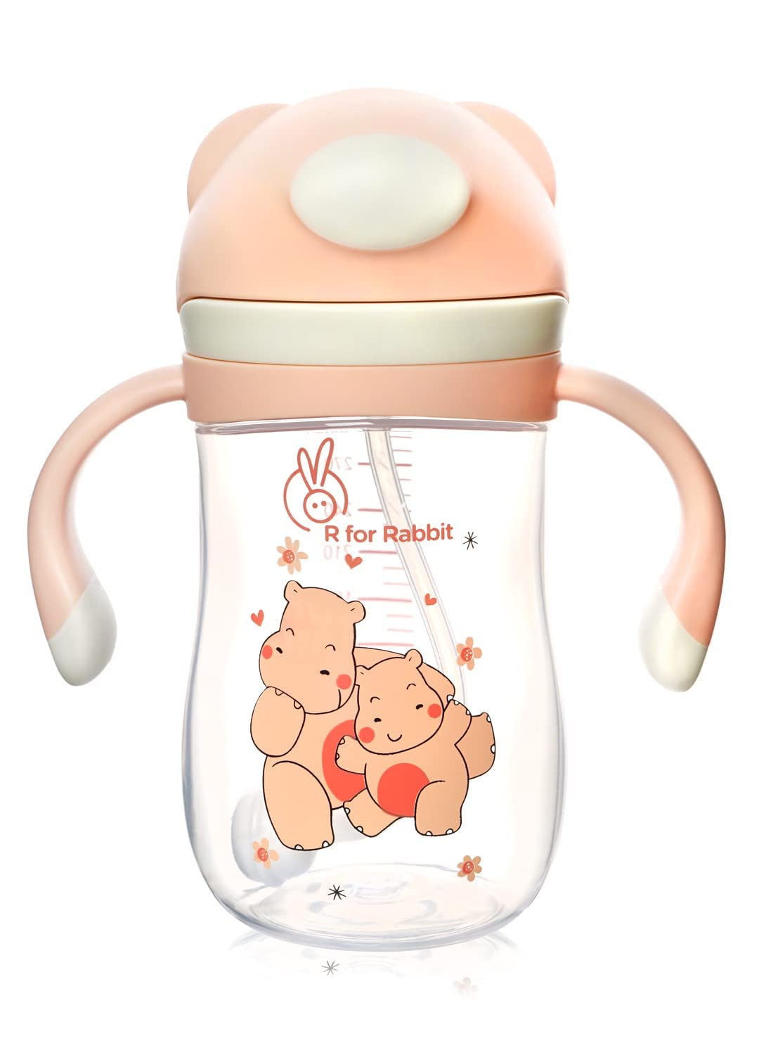 R for Rabbit Premium Hippo Baby Straw Sipper Bottle |10 fl oz | Anti Spill Sippy Cup with Soft Silicone Straw BPA Free & Non-Toxic for Baby or Kids of 12 Months -(300 ml Yellow)