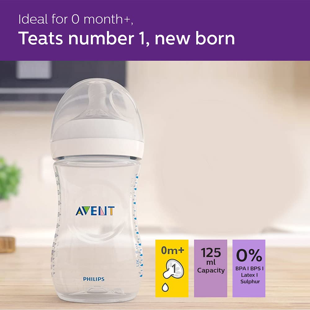 Philips Avent Anti-Colic Plastic Baby Feeding Bottle |125ml - Pack of 1 | Anti - Colic Value Reduces Colic and Discomfort | SCY100/10